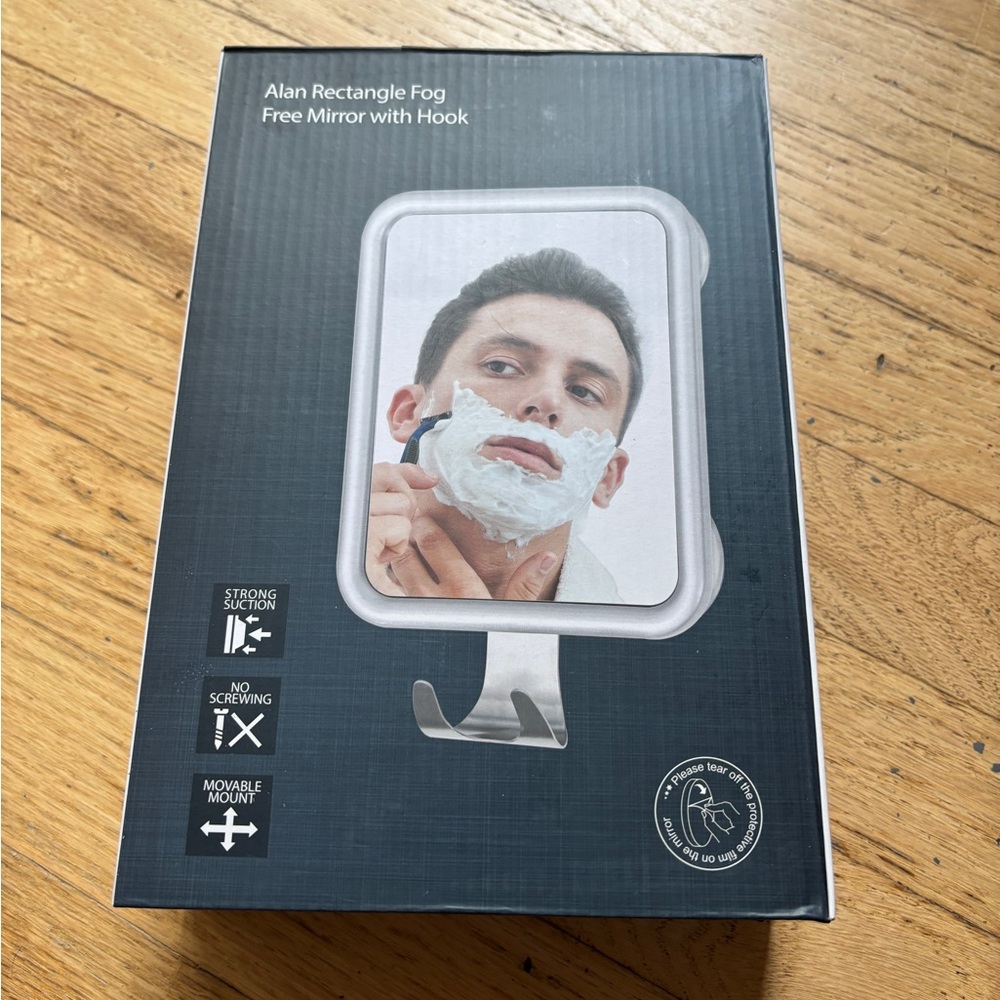 Rectangle Fog-Free Mirror with Hook - Silver NWOT